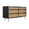 Armen Living Saratoga 6 Drawer Dresser in Black Acacia with Rattan LCSRDRBL - alternate 2